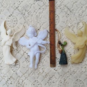 Four Plastic Christmas Angel Ornaments - All Different